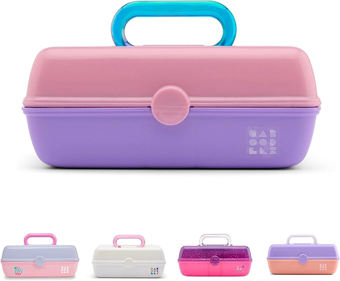Caboodles Pretty in Petite Makeup Box, Hard Plastic Organizer Box, 2 Swivel Trays, Fashion Mirror, Secure Latch for Safe Travel