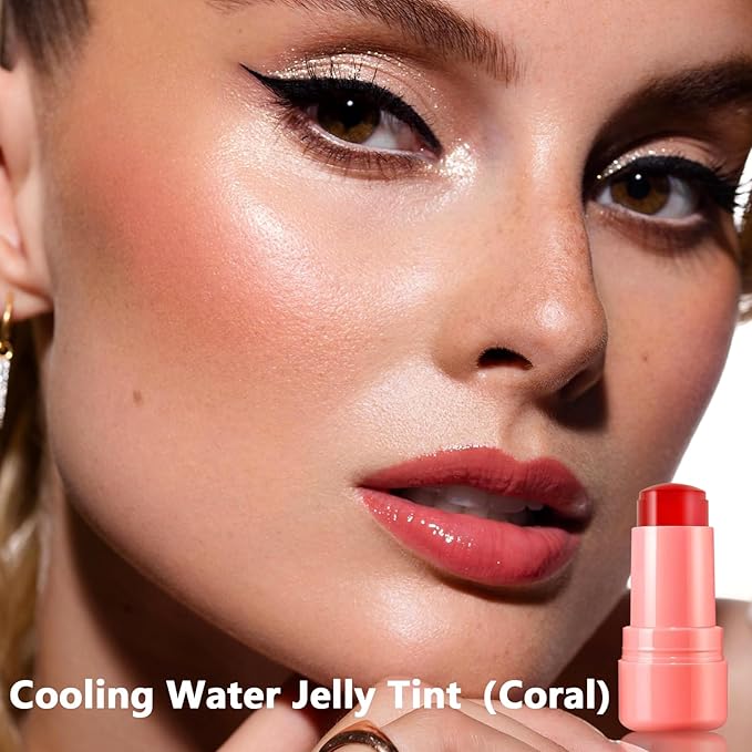Jelly Blush Stick,Jelly Stain Stick,Lightweight Long Lasting Cheek Stick,Lightweight