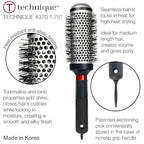 Cricket Technique Thermal Hair Brush #370 1.75” for Blow-Drying, Curling, and Styling – Heat-Retaining Barrel with Anti-Static Tourmaline Bristles, Round Thermal Brush, Ideal for All Hair Types