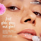 Blossom Roll on Lip Gloss, Scented Clear High Shine Moisturizing Lip Oil, Non Sticky, Infused with Real Flowers, Made in USA, 0.2oz, Mango Hemp
