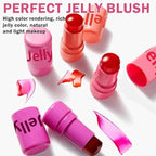 4PCS Cooling Water Jelly Tint Blush Stick for Cheeks,Multi-use Jelly Lip and Cheek Tint Stain,Moisturizing Natural Jelly Blush Stick,Buildable Watercolor Finish - Cruelty Free