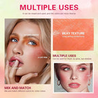 Multi-Use Makeup Blush Stick, 3-in-1 Cream Blush Stick Beauty Tinted Solid Blush Stick for Cheek/Eyes/Lips, Waterproof Moisturizer Stick, Suitable for All Skin (03# Coral Orange)