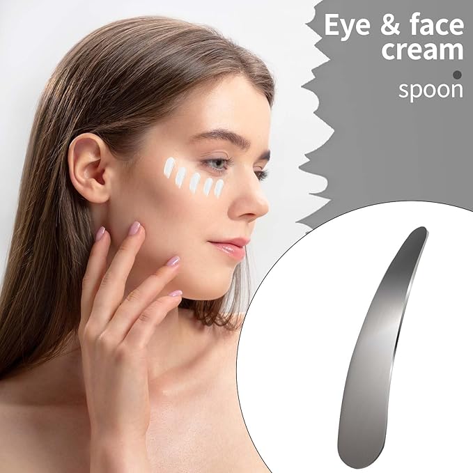 2Pcs Mini Metal Cosmetic Spatulas, Makeup Spatulas, Skincare Spatula, Cream Spatula, Beauty Accessories for Mixing and Sampling Plant Masks, Skin Care Creams, Eye Cream, Essences(Silver)