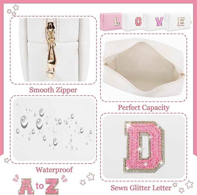 Personalized initial letter makeup bag,