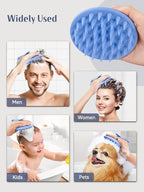 HEETA Scalp Massager Shampoo Brush with Silicone Bristles for Dandruff Removal Scalp Care & Hair Growth, Scalp Scrubber for All Hair Types, Head Massager Stress Relax, Upgraded Large Design,Blue