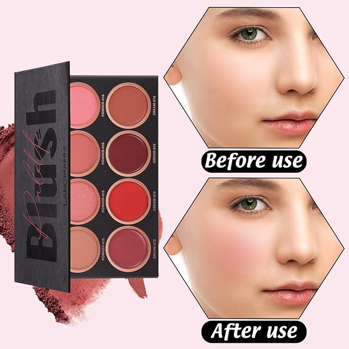 8 Colors Blush Palette,Vegan, Cruelty Free & Hypoallergenic,Women