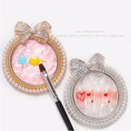 4Pcs Resin Nail Art Plalette Nail Polish Mixing Plate Gel Palette Manicure Tool for Nail Art Display (Pink Silver)