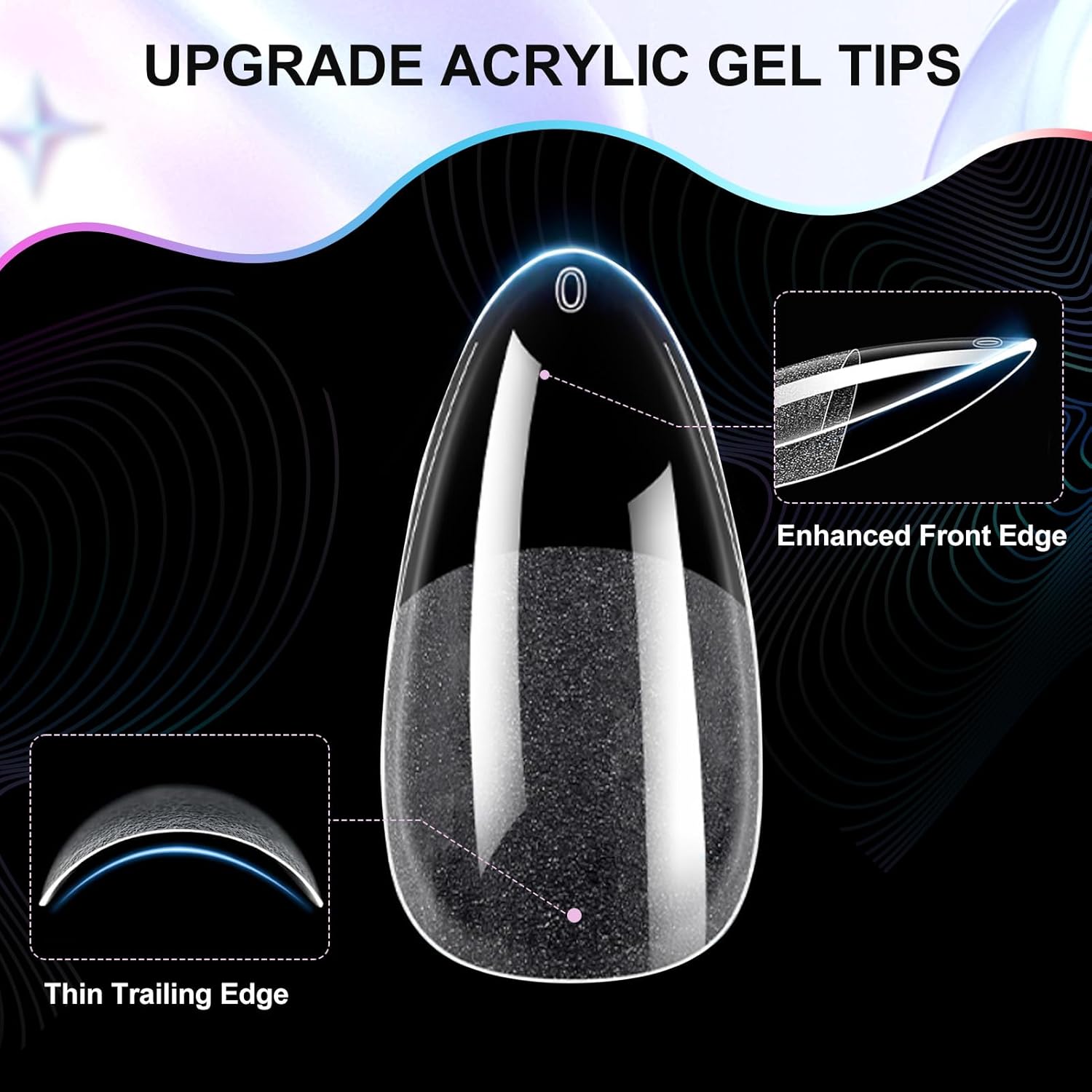 Almond Nail Tips Soft Gel Nail Tips 240Pcs Pre-Shaped Medium Pointed Almond Nails Half Matte Full Cover Acrylic Clear Press on Fake Nails Tips for Extension Nail Art DIY Manicure Salon 12 Sizes