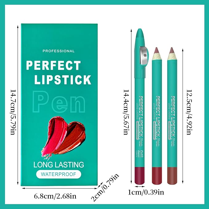 Erinde 6PCS Lip Liner Pencil, Nude Lip Liner Set with Lip Liner Sharpener, Matte Dark Brown Pink Red Mauve Series Lip Liner Pack, Waterproof Long Lasting Liner Crayon Lipstick for Women Daily Makeup