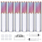 AMORIX 6pcs Lip Gloss Tubes with Wand 5ml Empty LipGloss Containers Rainbow Lipgloss Bottles Crystal Lip Gloss Supplies Kit with 2pcs Syringe