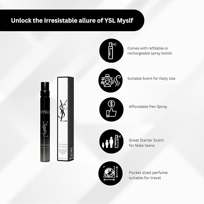 YVES SAINT LAURENT MYSLF Eau de Parfum Travel Spray 0.33 oz / 10 ml eau de parfum spray