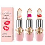 3 Pcs/Set Flower Jelly Lipstick Set Temperature Change Moisturizer Long Lasting Nutritious Balm Magic Color Change Lip Gloss (3Pcs Flower Jelly Lipstick 010203)