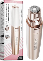 Rechargeable Facial Hair Remover for Women: 2-in-1 Device for Shaping Eyebrows and Removing Face Peach Fuzz(Rose Gold)