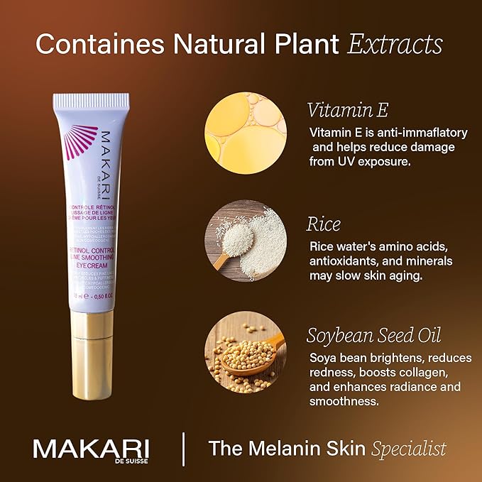 MAKARI Retinol Eye Cream - Collagen Boosting Formula for Fine Lines & Wrinkles | Rice Water, Soybean Seed Oil, Vitamin E | Reduce Puffiness, Firm Skin