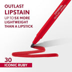 COVERGIRL Outlast, 30 Iconic Ruby, Lipstain, Smooth Application, Precise Pen-Like Tip, Transfer-Proof, Satin Stained Finish, Vegan Formula, 0.06oz