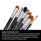 Sigma Beauty Basic Eye Makeup Brush Set – Classic Eye Makeup Brushes with Premium Fibers and Sleek, Durable Handles for Eyeliner, Eyeshadow, & Eyebrows, Includes 7 Black Makeup Brushes