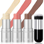 3 Pcs Cream Waterproof Blush Contour Highlighter Stick Finishing Makeup