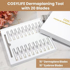 Dermaplaning Tool for Face, 20 Blade Refills, Dermaplane Razor for Face, Hair Remover Blade for Eyebrows and Peach Fuzz, Facial Shaver for Women That Helps Exfoliate and Smooth The Skin