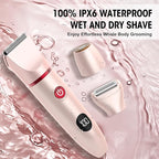 Bikini Trimmer for Women- 3 in 1 Painless Electric Razors for Women,Waterproof Pubic Hair Trimmer and Facial Hair Remover,LCD Display Body Shaver for Trip,Rechargeable Women's Grooming Kit