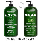 New York Biology Aloe Vera Gel for Face, Skin and Hair - Infused with Tea Tree Oil - From Fresh Aloe Vera Plant - Moisturizing Aloe Vera for Sunburn Relief and Dry Skin - 16.9 Fl Oz