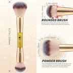 DUcare Foundation Powder Brush Double Ended Blush Makeup Brushes, Duo Bronzer Blush ideal for cream or powder
