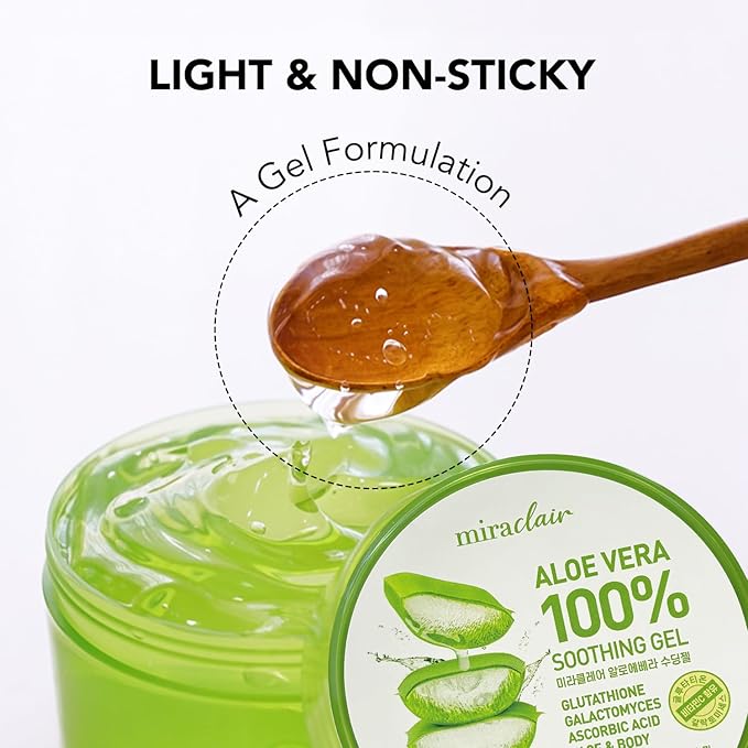 Aloe Vera Gel for Face, Skin, Hair & Sunburn Relief, 100% Pure Aloe Gel for All Skin Types. Made in Korea. 300ml (10.1fl.oz)