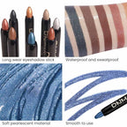 evpct 8Pcs Cream Eye Shadow Brightener Sticks Set for Eyes, Silver Sand Gold Orchid Rose Mocha Deep Mauve Midnight Royal Blue Stone Shimmer Matte Pencil Eye shadow Crayon Stick Palette Makeup Set07
