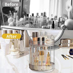 360 Rotating Makeup Organizer for Vanity,Bathroom Countertop Organizer,Spinning Perfume Organizer&Vanity Organizer(Grey-2 Tier)