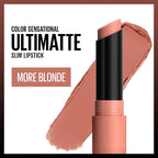 Maybelline Color Sensational Ultimatte Matte Lipstick, Non-Drying, Intense Color Pigment, More Blonde, Sandy Nude, 1 Count