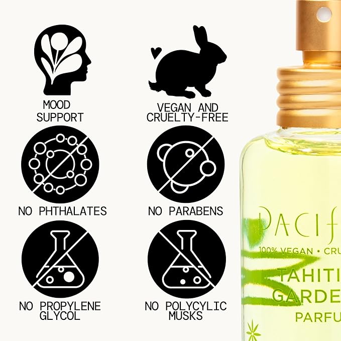 Pacifica Tahitian Gardenia Perfume Spray 1oz – Tropical Floral Fragrance with Gardenia Bloom, Jasmine & Sweet Orange, Warm Vanilla Coconut Notes, Vegan & Cruelty-Free Clean Perfume for Women