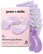 grace & stella Retinol Under Eye Patches for Puffy Eyes and Dark Circles - Restoring Gel Under Eye Masks with Hyaluronic Acid - Vegan Cruelty-Free Skincare - Birthday Gifts for Women (Purple, 6 Pairs)
