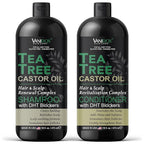 Tea Tree Oil Shampoo and Conditioner Set with Castor Oil, DHT Blockers, Itchy Scalp Relief, Supports Fuller Hair, Cleanses Dandruff & Buildup, For Men & Women, Made in USA, 16 fl oz Each