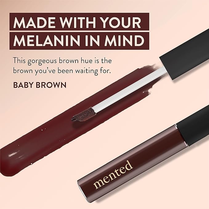 Mented Cosmetics Lip Gloss for Women Tinted Lip Balm Stain, Long Lasting Buildable Moisturizing Lipgloss Lipstick Topper, Made in USA, Cruelty Free Vegan Makeup, Baby Brown