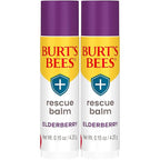 Burt's Bees Rescue Balm Elderberry Lip Balm, With Antioxidant-Rich Elderberry, Tint-Free, Natural Origin Lip Care, 2 Tubes, 0.15 oz.