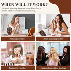 5D Makeup Practice Face Board, Makeup Practice Accessories Set with Face Painting Mannequin Head, Makeup Brushes, Face Painting and 2-in-1 Dual-Ended Eyebrow Pen, Makeup Practice Gift, Dark Brown