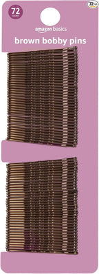 Amazon Basics Bobby Pins, Brown Hair Pins for all Hair types, 72 Count