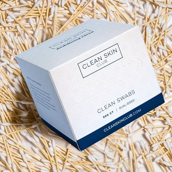Clean Skin Club Clean Swabs | 500CT | One Pointed Tip | Biodegradable + Organic Cotton & Bamboo | Makeup & Nail Polish Touch-ups | Chlorine-Free & Hypoallergenic (500 Count)