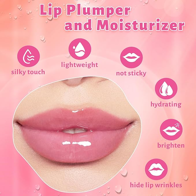 UCANBE 3 Color Shimmery Lip Oil Gloss - Luxurious Radiant Hydrating Tinted Lip Glow (Coral/Gold/Raspberry), Non-Sticky Shiny Lip Plumper Top Gloss for All-Day Wear and Comfort