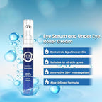 5% Caffeine Eye Serum and Under Eye Roller Cream with 360° Massage Ball for Dark Circles and Puffiness | Under Eye Bags Reduce Wrinkles & Fine Lines | Suitable for All Skin Types | Aloe Scented