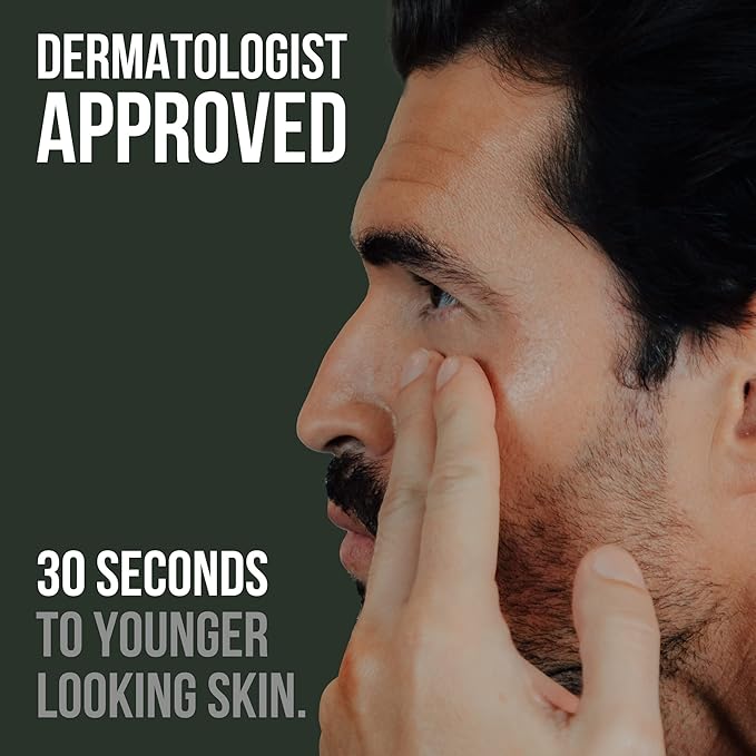 Men's Eye Cream for Dark Circles, Puffiness, Wrinkles & Puffy Eyes, Unscented Gel with Hyaluronic Acid, Vitamin E, Argan Oil, 1 Fl Oz