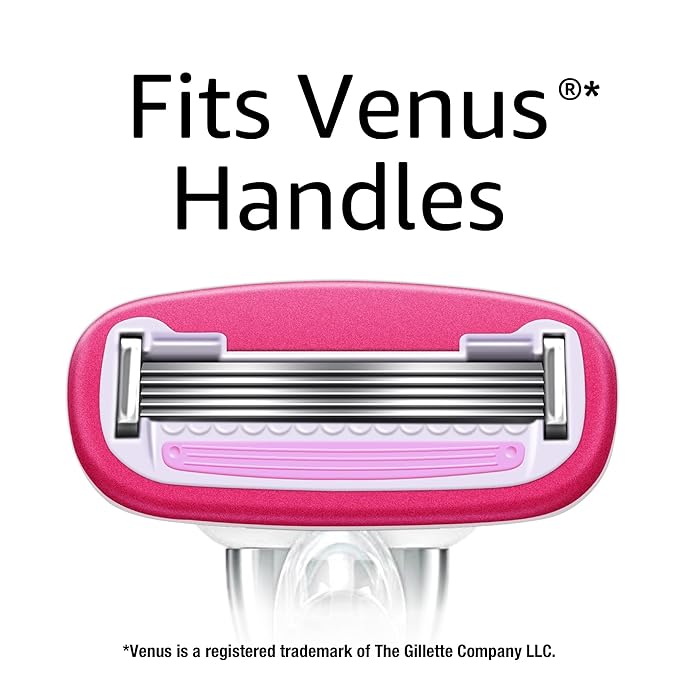 Amazon Basics Women's 5 Blade FITS Razor for Women, FITS Amazon Basics Handle and Venus Handles, Includes 1 FITS Handle, 12 Cartridges & 1 Shower Hanger