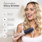 AIMIKE Nano Ionic Tech Small Round Brush, Ceramic Round Brush for Blow Drying, Styling and Boost Volume, Natural Wood Round Hair Brush, One Piece Design - 1.4 Inch/35mm