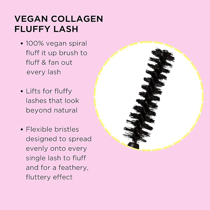 Pacifica Vegan Collagen Fluffy Lash Mascara – Black Thickening & Lengthening Mascara with Plant Fibers, Full Fluffy Lashes, Vegan & Cruelty-Free, 0.24 oz