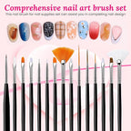 39 PCS Nail Art Brushes Set,Nail Art 3D Sculpting Pen Dotting Tools,Ombre Silicone Brush,Liner Brushes,Acrylic Brushes,Nail Art Palette with Gel Mixing Rod,Nail Design Kit for Home Diy & Salon