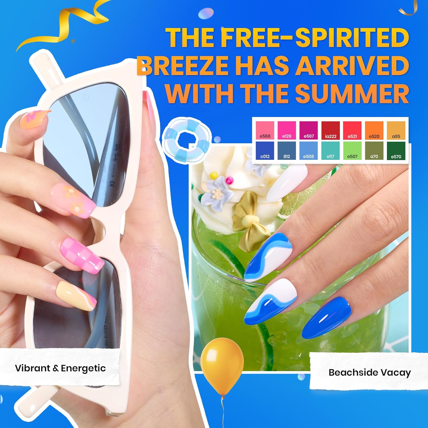 Beetles Gel Nail Polish Set, 70 PCS 60 Colors Red Green Pink Brown Blue Nude Glitter Gel Nail Polish Kit with Base Glossy & Matte Top Coat Gel Polish for Beginners DIY Salon Christmas Gifts for Women