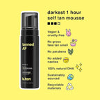 b.tan Dark Self Tanner Mousse | Get Tanned - Best, 1 Hour Express Sunless Tanning Foam, No Fake Tan Smell, Ultra Dark Bronzing Glow, Face & Body, Vegan, Cruelty Free, 6.7 Fl Oz
