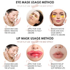 30 Pairs Lip Masks & 24K Gold Gel Eye Masks, Under Eye Collagen Patches and Crystal Gel Lip Masks Collagen Under Eye Mask for Dark Circles Puffiness and Wrinkles