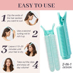 4PCS Volumizing Hair Clips for Root Lift & Volume - Instant Bangs Roller Clips for Effortless Curls & Lift - Velcro Rollers For Hair - Hair Rollers For Women - Cyan
