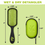 Conair The Knot Doctor for Premium Pro Detangling Brush for Wet or Dry Hair with Green Storage Case, Black