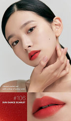 Mellow Velvet Lip Tint | Non-Sticky Lightweight Korean Lip Stain, High Pigmented Long Lasting Moisturizing Soft Matte Liquid Lipstick, Natural Vivid Color, Sun Dance Scarlet